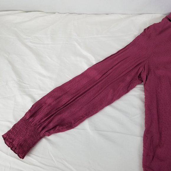 Express Shirt Womens Large Top New Smocked Cuff Long Sleeve Button Up Blouse - Picture 4 of 11